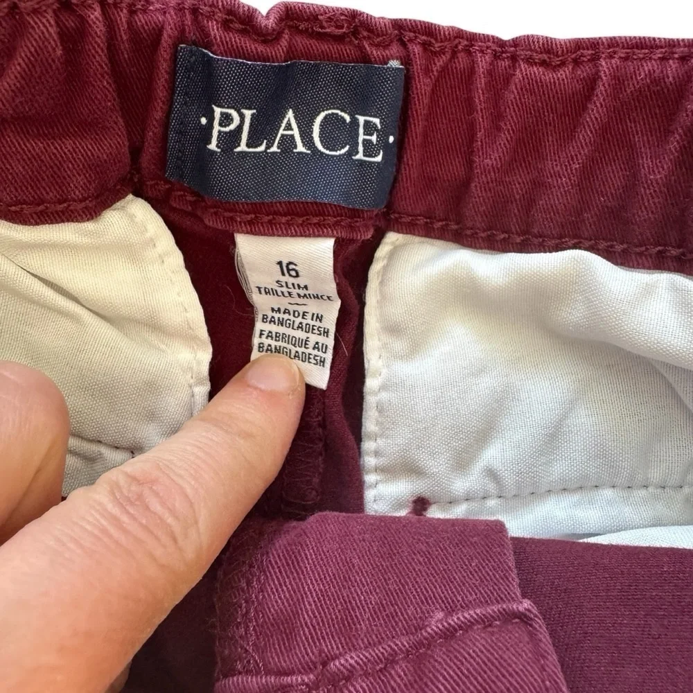 The Children’s Place Boys Uniform Stretch Skinny Chino Pants Burgundy Slim 16